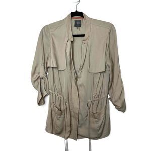 Vince Camuto Jacket Womens Size Small Tan Zip Front Drawstring
